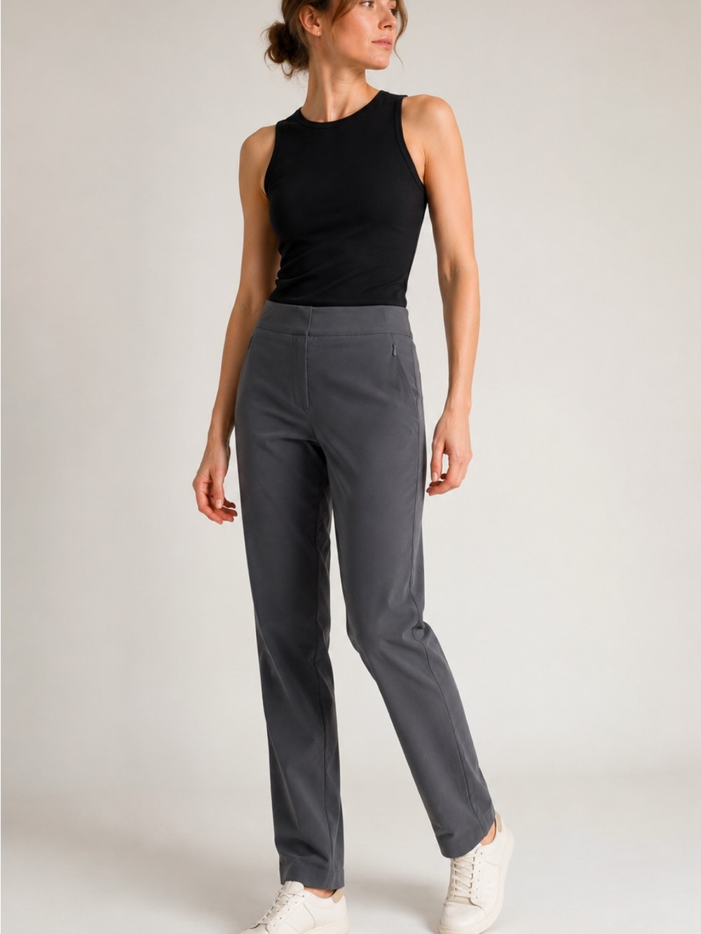 Lole Miles Performance Travel Pants Gray Zip Pockets Size 4